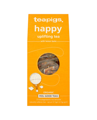 TEAPIGS Organic Happy Uplifting Tea Biodegradable Tea Temples 15 sachets