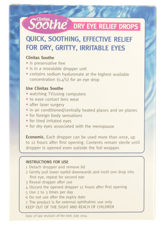 Soothe Dry Eye Relief Drops 20 units