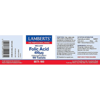 Folic Acid 400µg 100 tablets