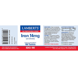 Iron 14mg (as Citrate) 100 tablets