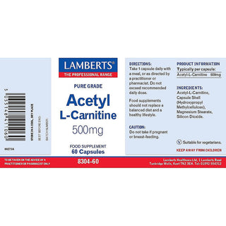 Acetyl L-Carnitine 500mg 60 tablets