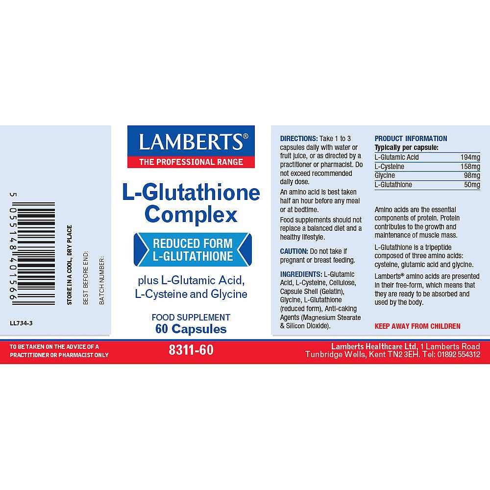 LAMBERTS L-Glutathione Complex 60 capsules - John Bell & Croyden LAMBERTS L-Glutathione Complex 60 capsules - John Bell & Croyden