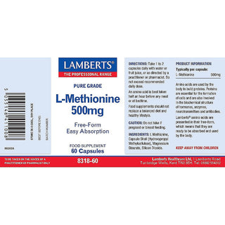 L-Methionine 500mg 60 capsules