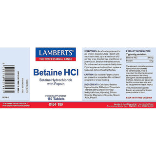 Betaine HCl 324mg/Pepsin 5mg 180 tablets