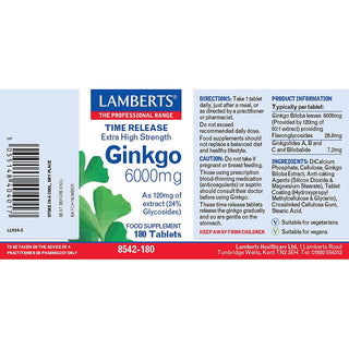 Ginkgo 6000mg Extra High Strength 180 tablets