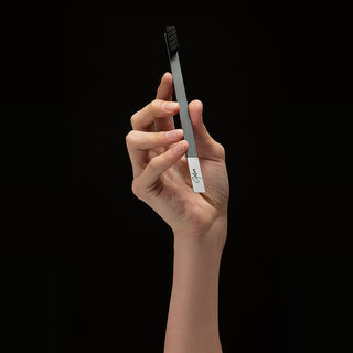 Slim Black Silver Soft Toothbrush