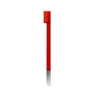 Slim Carmine Red Silver Medium Toothbrush