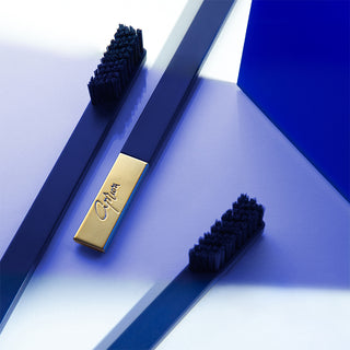 Slim Sapphire Blue Gold Medium Toothbrush