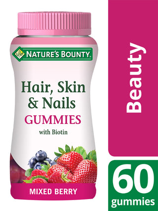 NATURE'S BOUNTY Hair, Skin and Nails Gummies with Biotin 60 pastilles