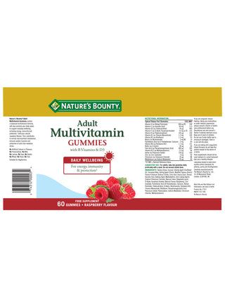 Adult Multivitamin Gummies with B vitamins and D3 60 pastilles