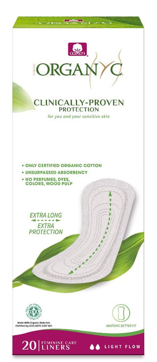 Panty Liners Flat Extra Long 100% Organic Cotton 20 units