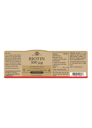 Biotin 300µg 100 tablets