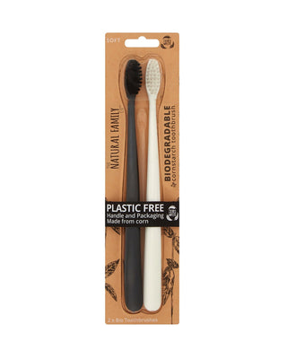 Plastic Free Bio Toothbrush ™ Ivory Desert & Pirate Black Twin Pack
