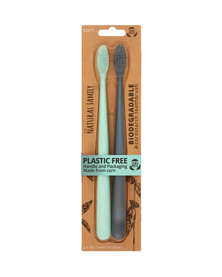Plastic Free Bio Toothbrush ™ River Mint & Monsoon Mist Twin Pack